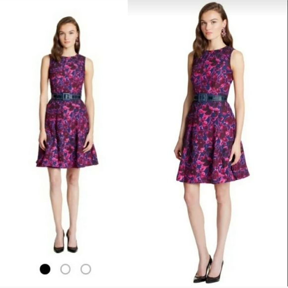 Oscar de la Renta Silk Floral Dress Size 10 - Picture 2 of 10